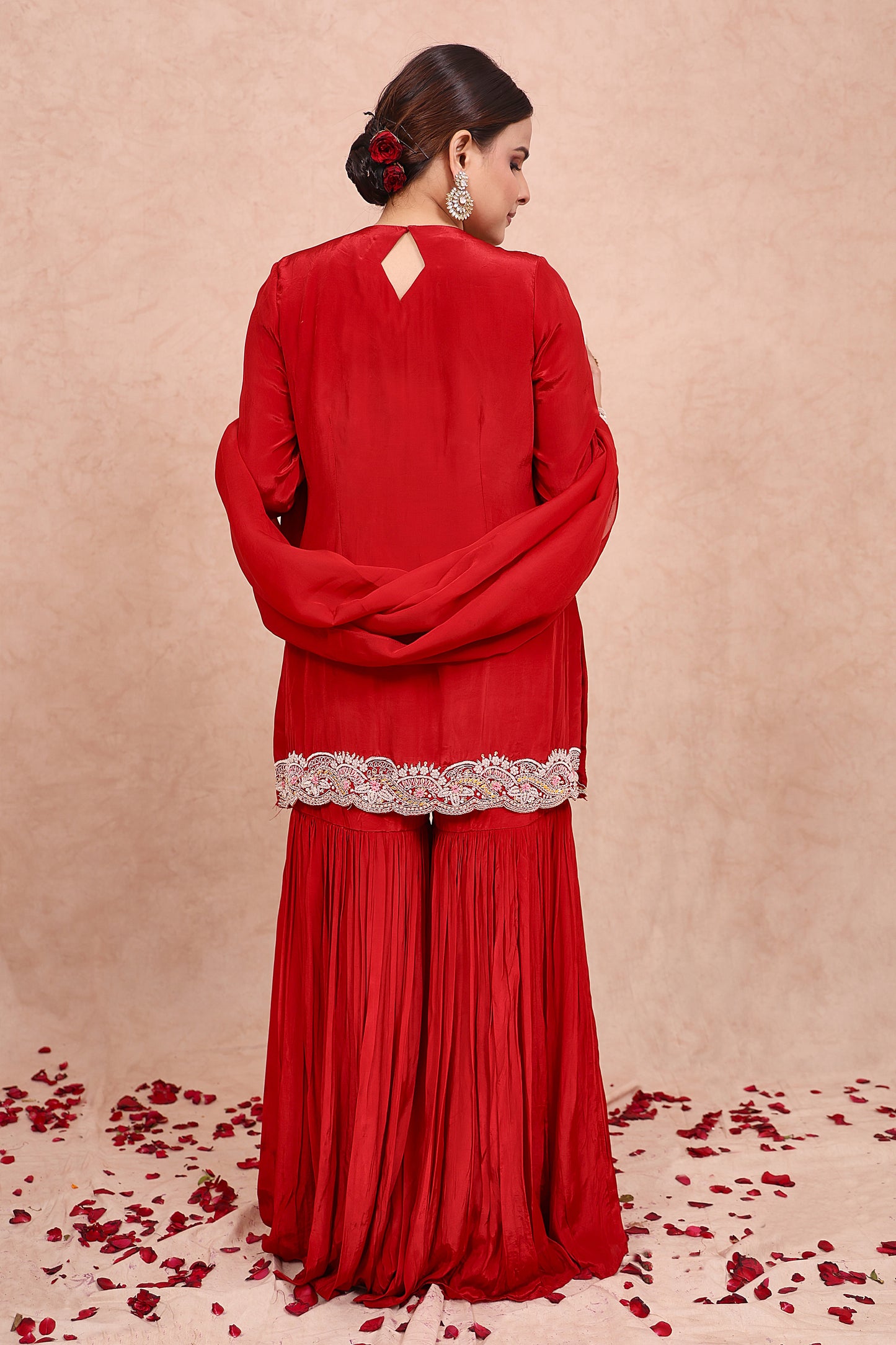 Maroon Crepe Zardosi Embroidered Sharara Set