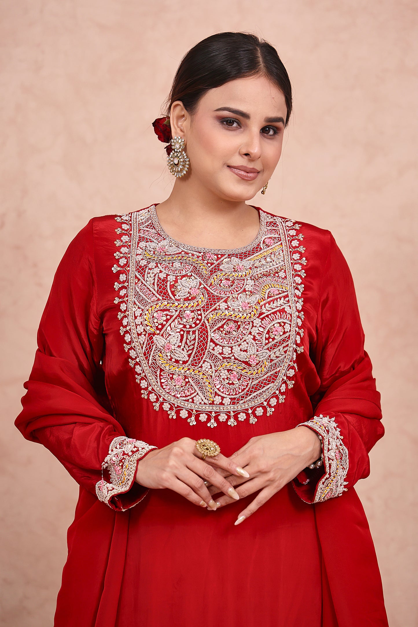 Maroon Crepe Zardosi Embroidered Sharara Set