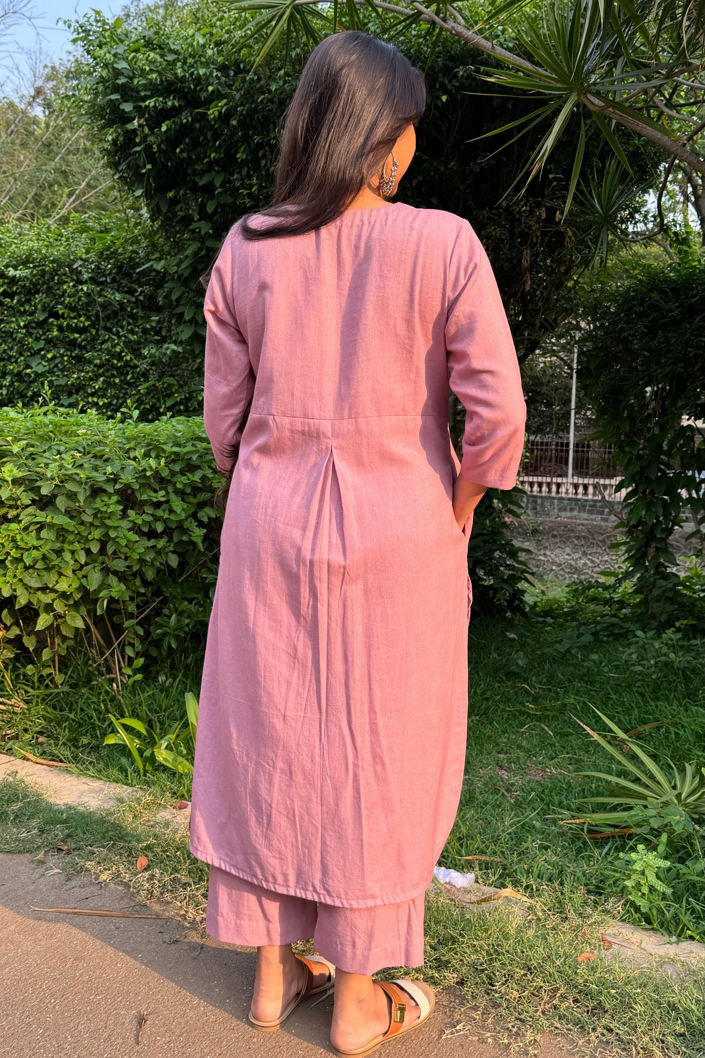 Lavender Rose Cotton Kurta Set