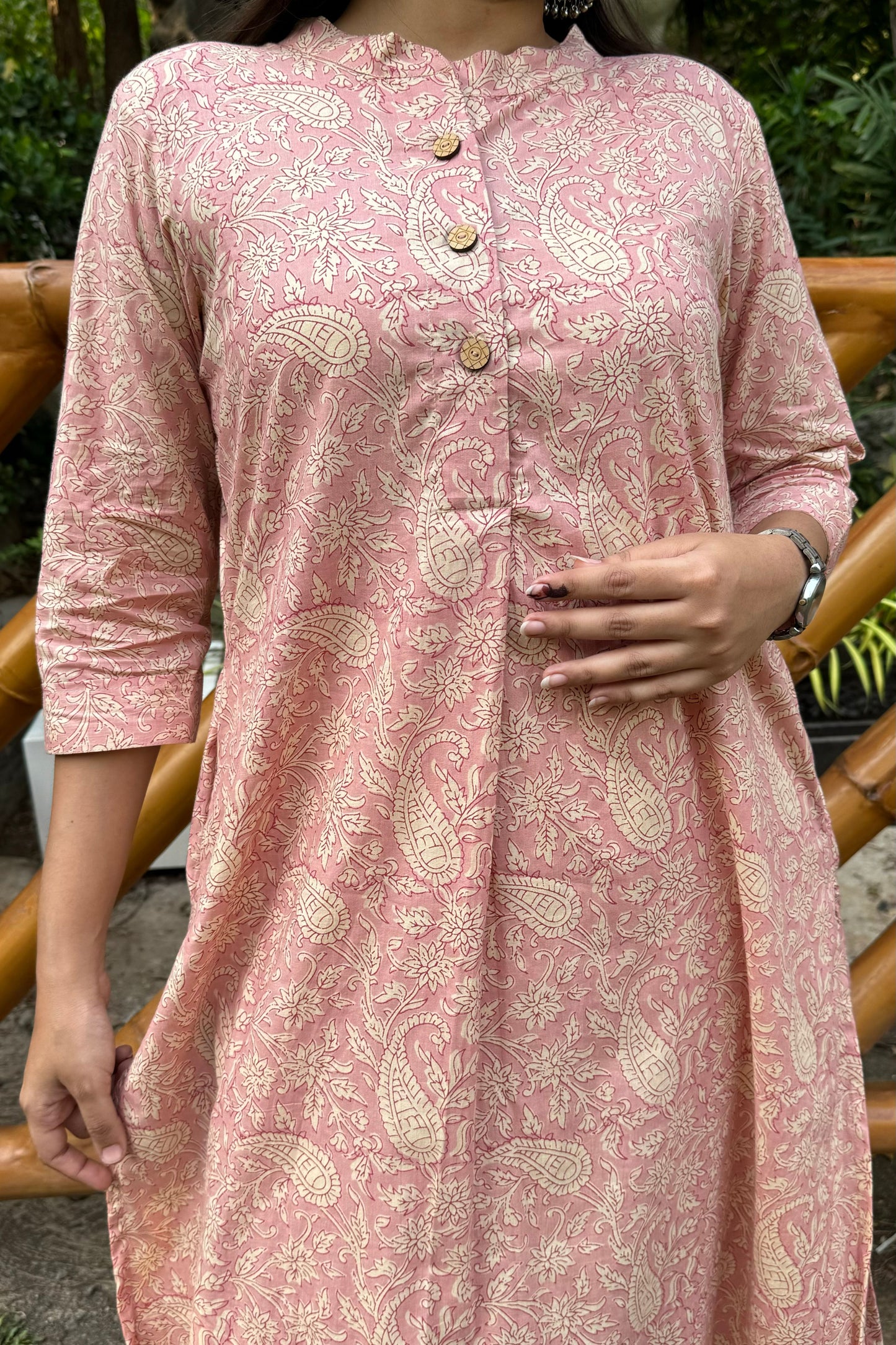 Pink Printed Pure Cotton Kurta Set