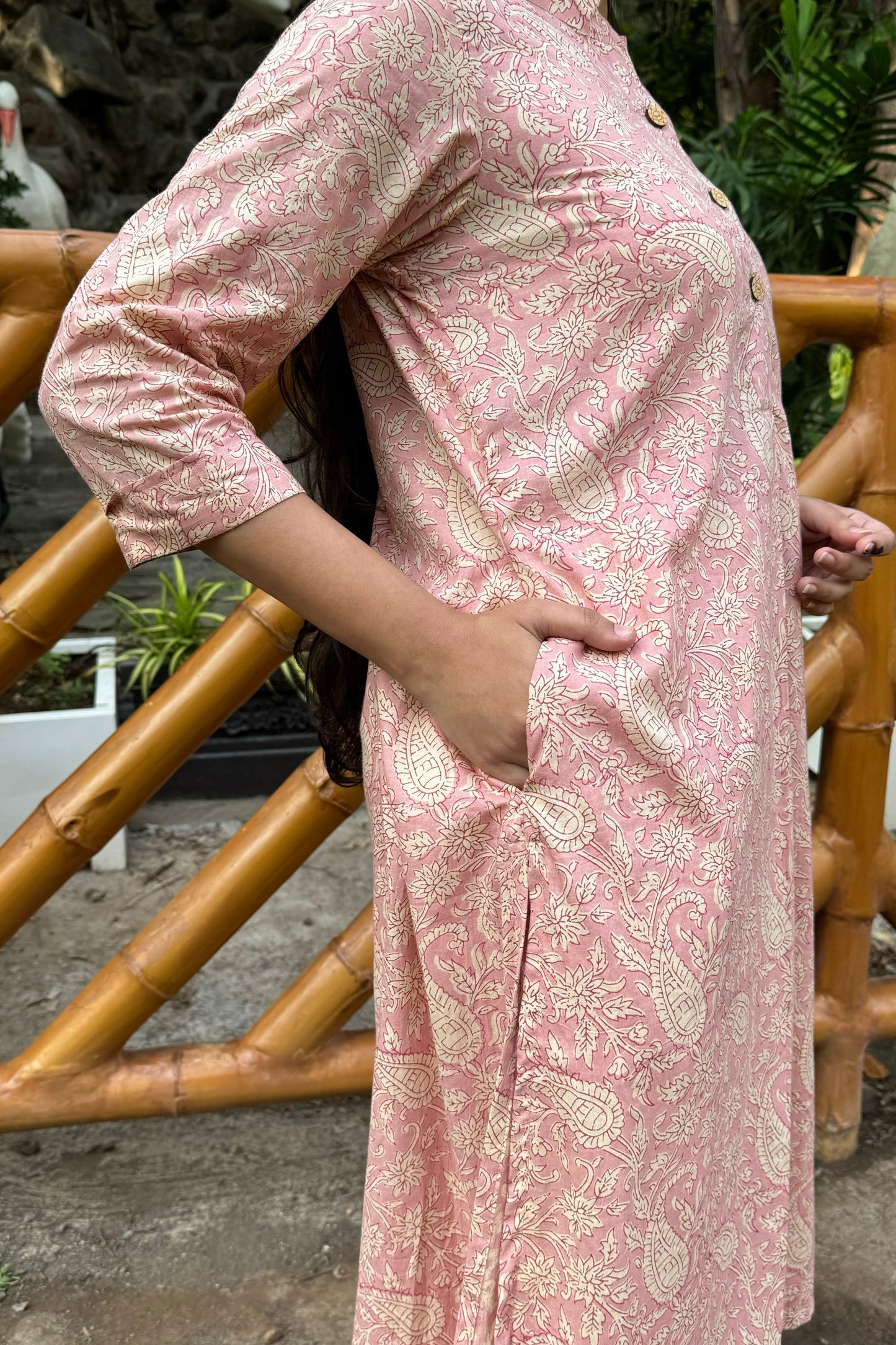 Pink Printed Pure Cotton Kurta Set