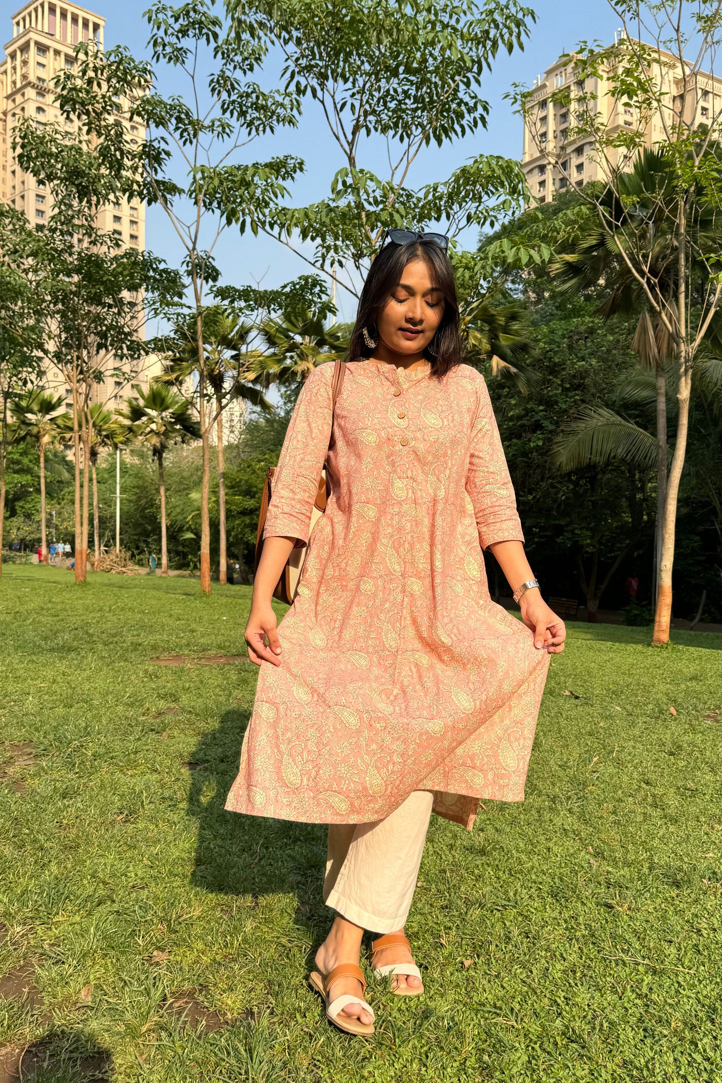 Pink Printed Pure Cotton Kurta Set