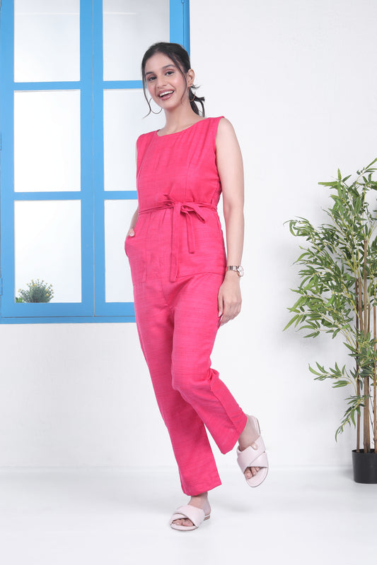 Solid pink jumpsuit