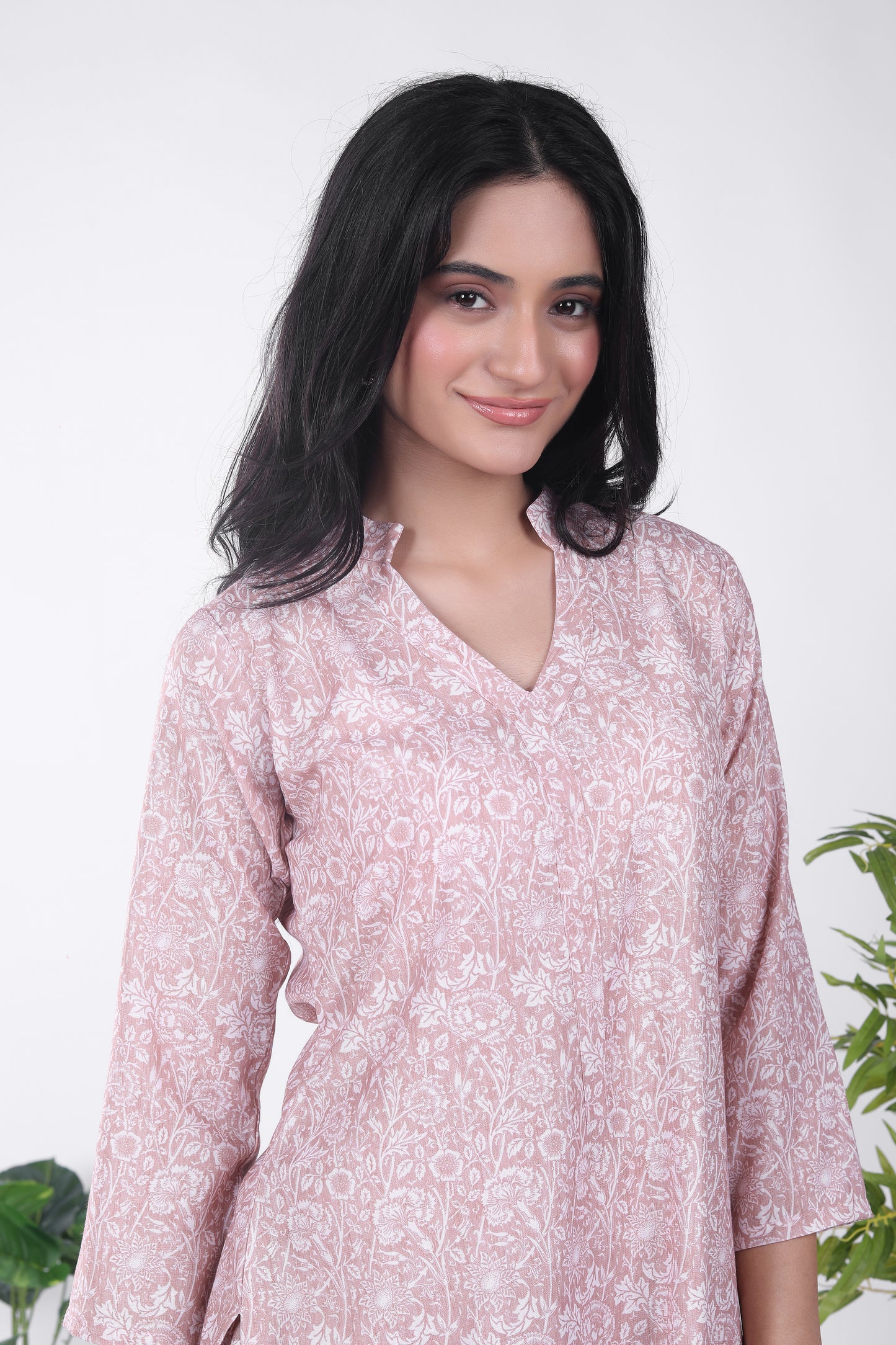 Brown floral kurta set