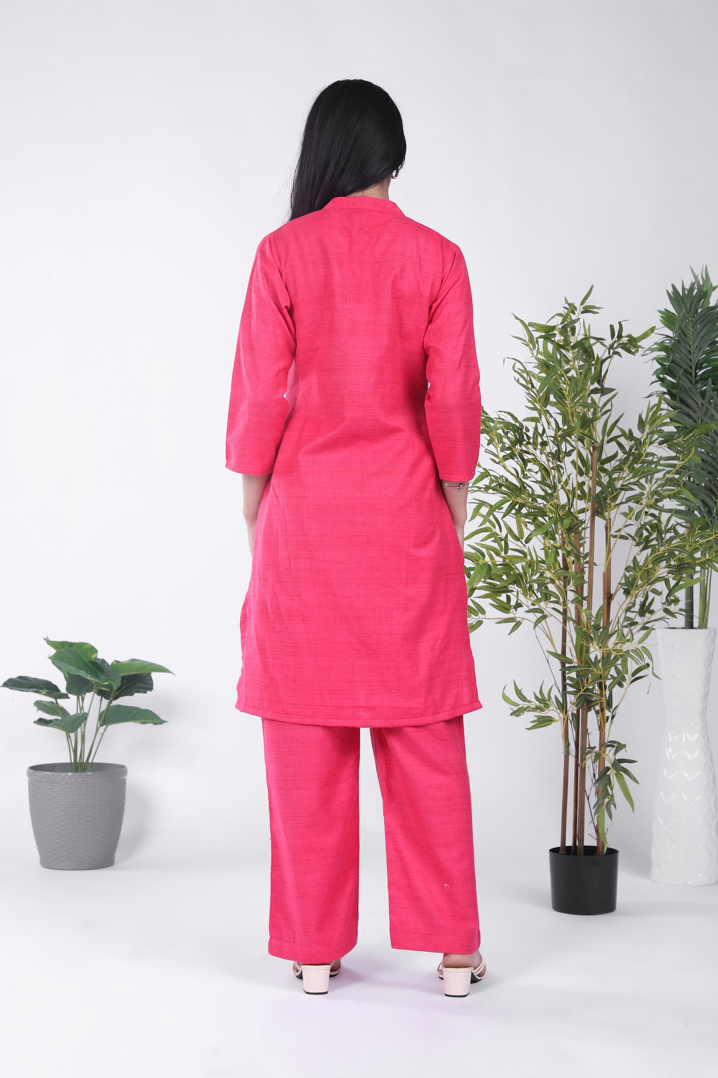 Solid pink kurta set