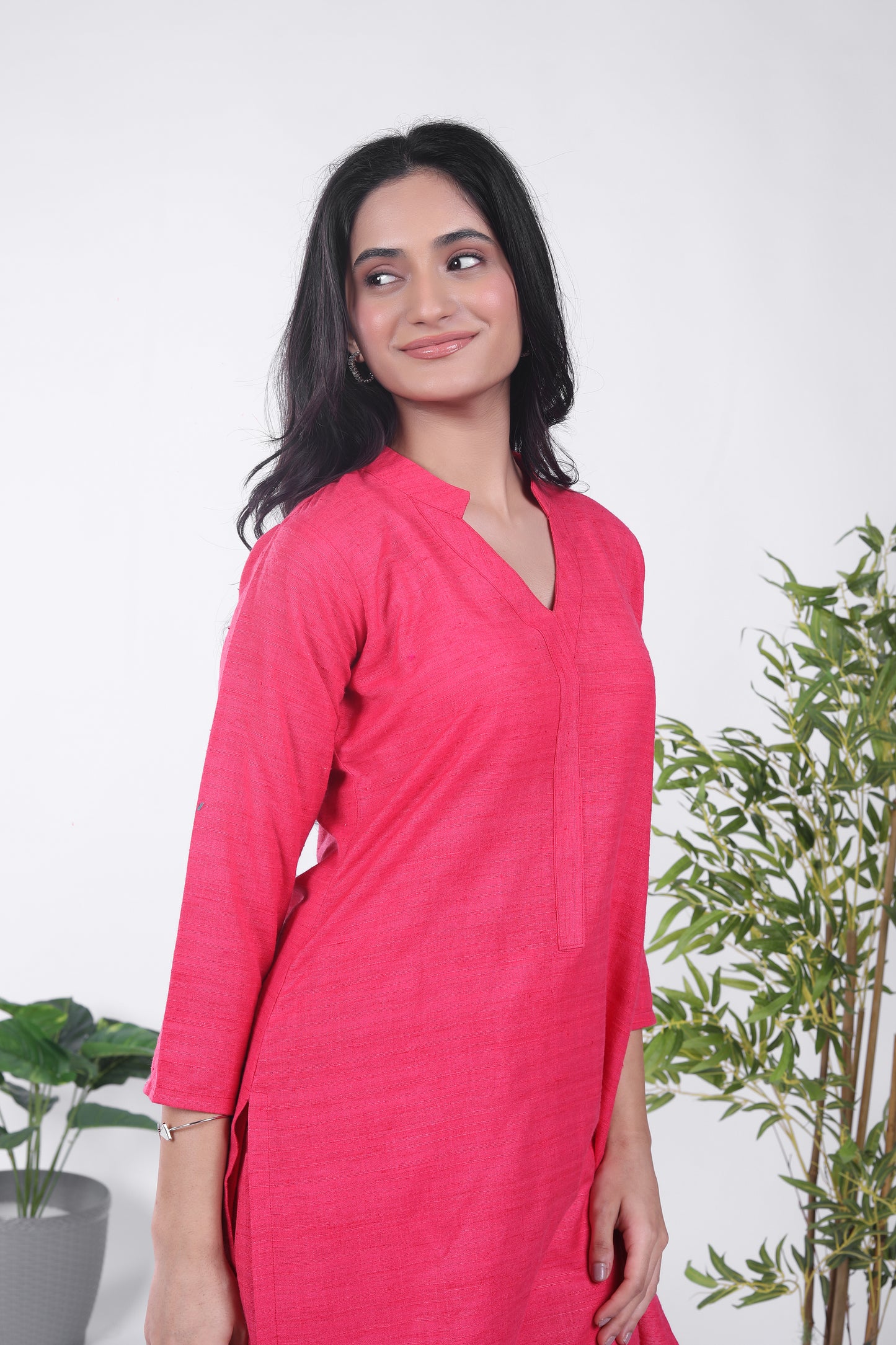 Solid pink kurta set